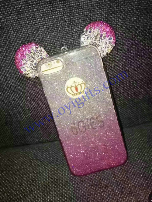 TPU ears Glitter Phone covers cases with drilling