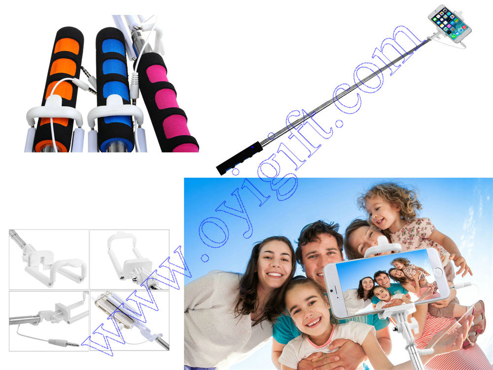 Extendable Stick Selfie Timer Handheld Self Portrait Wired Remote Monopod