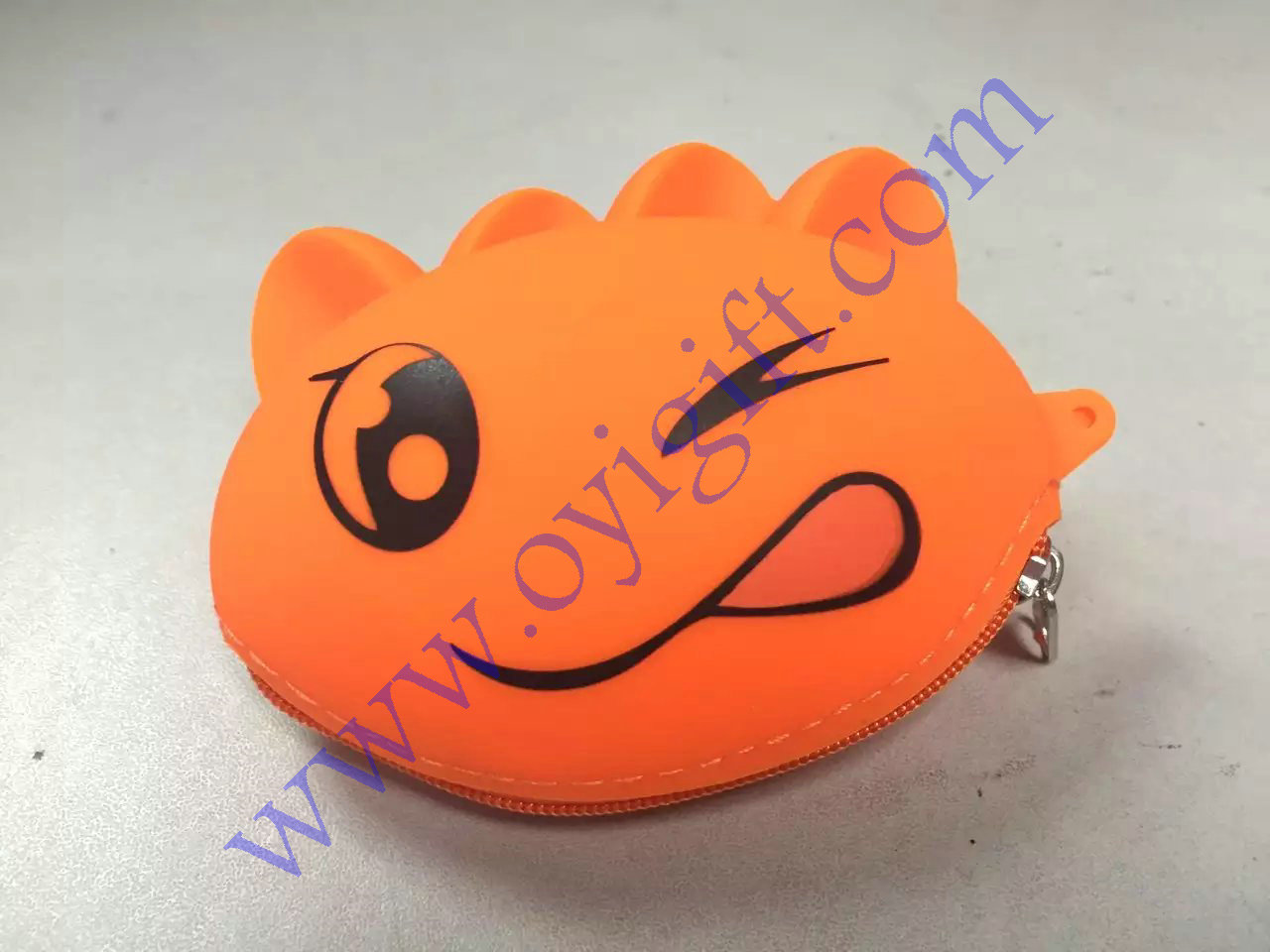 Cute orange wallet Silicone coin purse with zipper