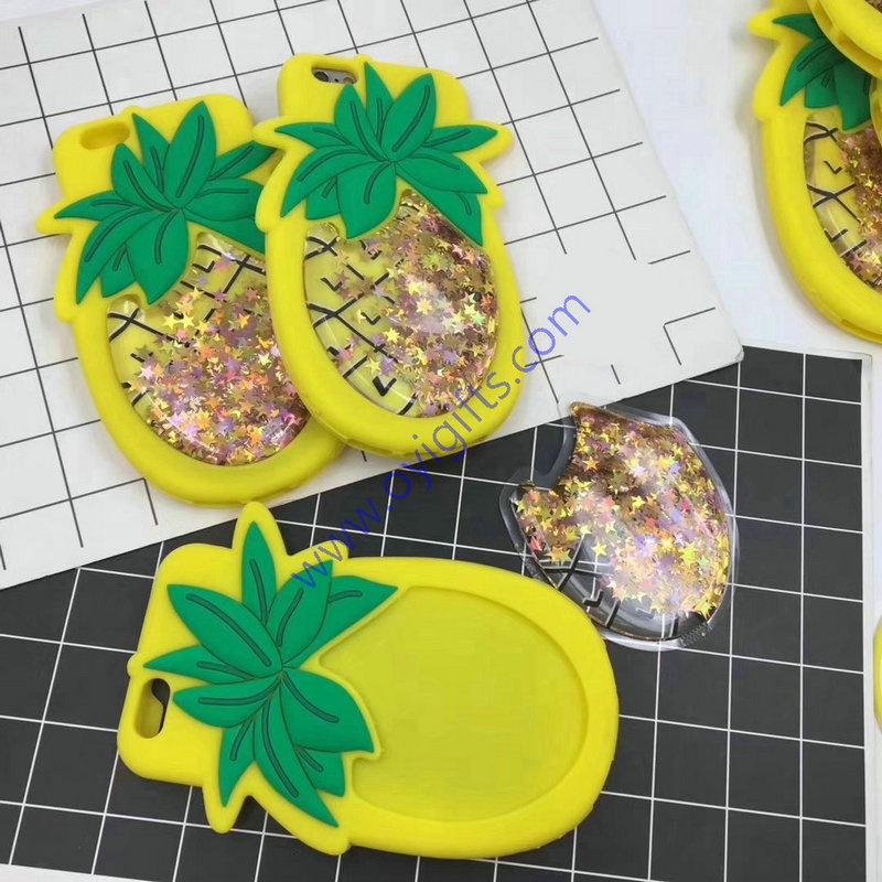 Pineapple fruit quicksand silicone phone cases