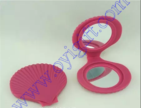 Lovely Fan shell shape Silicone Cosmetic Mirror